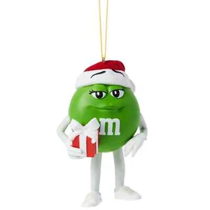 ENESCO STUDIO BRANDS M&M'S GREEN CHARACTER WITH PRESENT HANGING ORNAMENT 6014575 - Picture 1 of 2