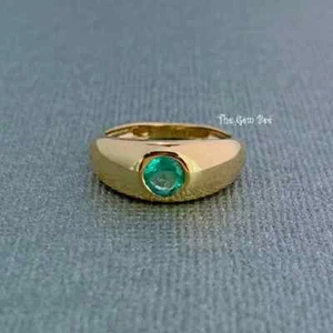 14k Solid Yellow Gold Round Cut Emerald Band Ring Size 5.75 - Picture 1 of 7