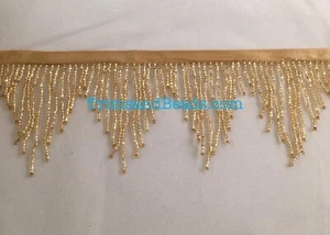 Por yarda-3"-DORADO BOLA DE VIDRIO CUENTAS CHEVRON cuentas flecos lámpara adorno de disfraz - Imagen 1 de 1