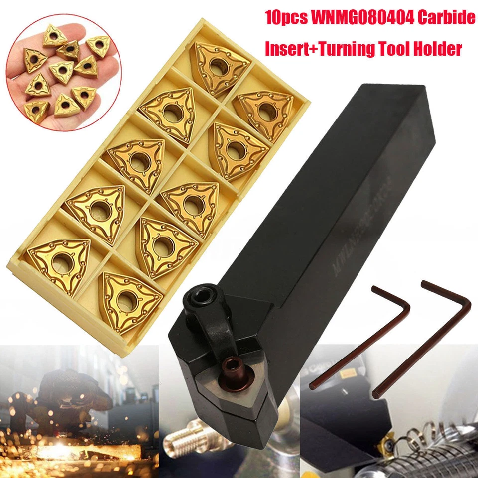 Set of 20mm Lathe Turning Tool Holder Mwlnr2020k08 10 Wnmg0804 Carbide Inserts
