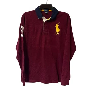 Polo Ralph Lauren Rugby Shirt Kids XL Burgundy Red Long Sleeve Youth Boys 18-20 - Picture 1 of 12