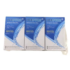 Ice Pure Plus 3 Pack Refrigerator Water Filters Sealed RWF0100A - Picture 1 of 4