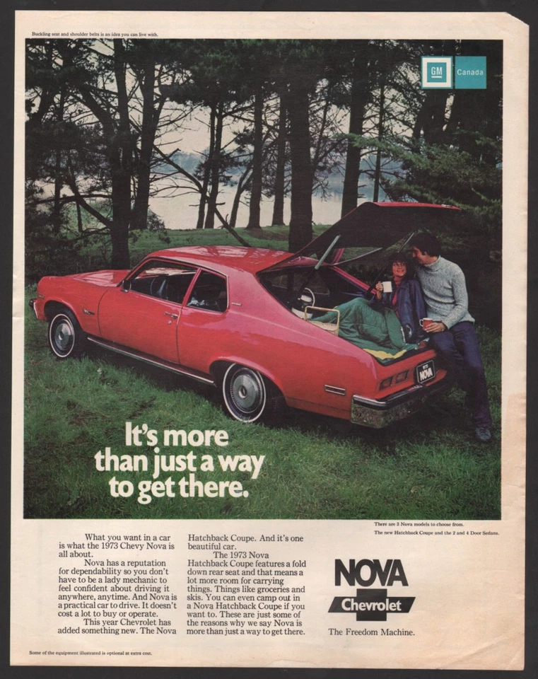 Chevrolet canadiense 1973 cupé Nova Hatchback rojo anuncio Foto 1 de 1