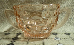 vintage Jeannette Glass Sugar Bowl Pink Depression Glass Cube Cubist Geometric - Picture 1 of 4