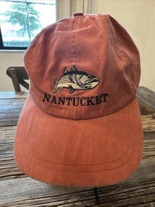 Cappello da campeggio vintage New England Cap Co. NANTUCKET pesce made in USA cinturino in nylon - Foto 1 di 7