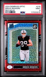 Brock Bowers RC 2024 Donruss Optic Rookie Red Mojo SP #215 PSA 9 MINT Raiders - Picture 1 of 3