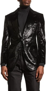 52IT- Tom Ford Atticus Lurex Velvet Dinner Jacket Black - BNWT JEPPE1 - Picture 1 of 5