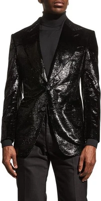 52IT- Tom Ford Atticus Lurex Velvet Dinner Jacket Black - BNWT JEPPE1 - Image 1 of 4