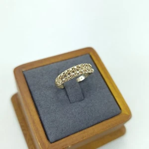 Anillo estilo guardián de dos filas de oro de 9 quilates - Años 80 - Talla O - Totalmente sellado - Imagen 1 de 18