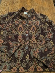 Vintage Flashback Damen XL braun Gobelin Jacke Paisley Teppich Boho Hippie Oma - Bild 1 von 8