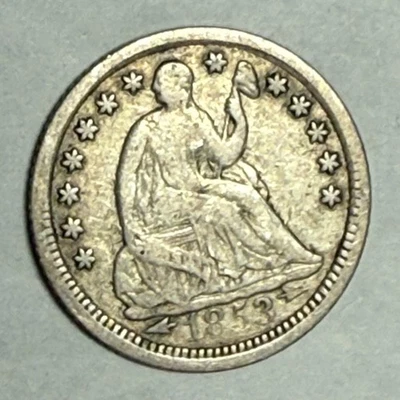 Media moneda de diez centavos de plata SEATED LIBERTY 1853 EE. UU. En muy buen estado. #nr1 Foto 1 de 2