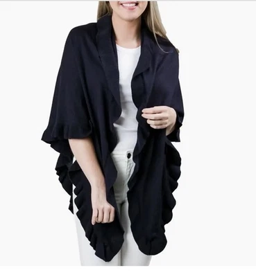 NEW Top It Off Ava Ruffle Wrap Black - Image 1 of 2