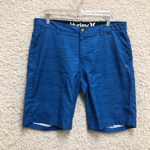 Hurley Shorts 34 Herren blau Hybrid Chino flache Fronttasche moderne Passform Freizeit Logo - Bild 1 von 10