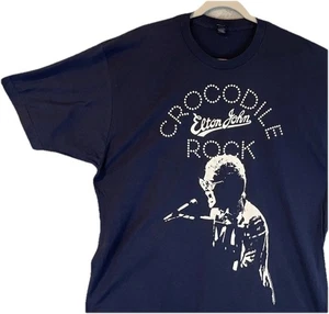 Elton John Crocodile Rock Shirt Mens XL Navy Blue Graphic Tee Music Band Cotton - Picture 1 of 11