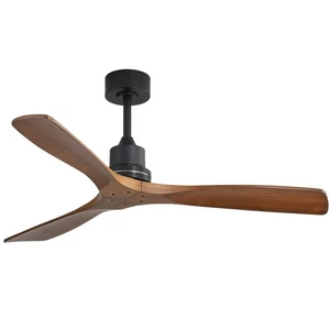 Wood Ceiling Fan no Light Walnut 52" Ceiling Fan Without Light Remote Control... - Picture 1 of 8