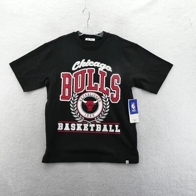 Chicago Bulls Shirt Womens Small Relaxed Medium '47 Brand Basketball Black Tee - Image 1 of 4