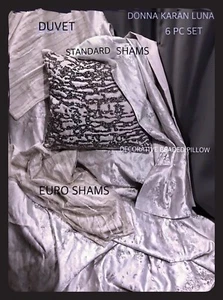 6 PC~Donna Karan LUNA Queen Duvet, 2 Standard & 2 Euro Shams, Decorative Pillow - Picture 1 of 21