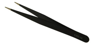 Präzision-Pinzette Stahl schwarz Uhrmacher-Werkzeug ESD-12 NEU - Picture 1 of 1