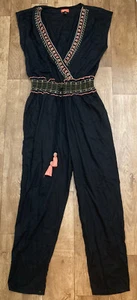 Mono para mujer River Island Resort negro cuello en V cuentas bordado Reino Unido10 A70 - Imagen 1 de 12
