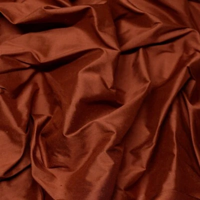Paprika Brown Red 100% Silk Shantung Fabric 54" Wide, By The Yard (SF-5091A) - Image 1 of 4