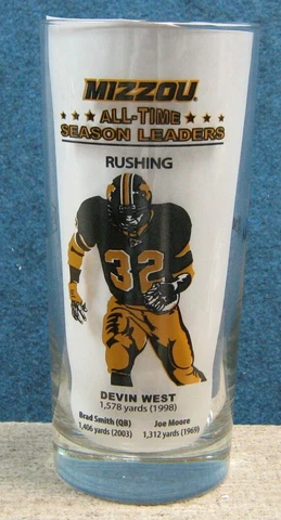 2012 Mizzou Tigers Tumbler Drink Glass- ALL-TIME SEASON LEADERS  DEVIN WEST Cover