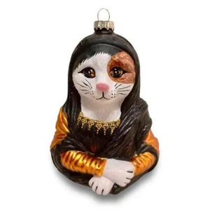 Vetro ornamentale gatto Meowna Monna Lisa Calico Made in USA Regalo Confezione Tutto l'anno - Foto 1 di 1