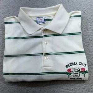 Vintage Michigan State Spartans Polo Shirt Men Large 1988 Rose Bowl Big R RC 80s - Picture 1 of 14