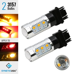 2x 3157 Dual Color Switchback LED Red-Amber Turn Signal/Parking Light Bulbs - Picture 1 of 5