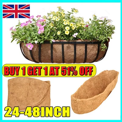 24-48'' Trough Coco Liner Planting Flower Wall Hanging Basket Planter Window Box - Image 1 of 4