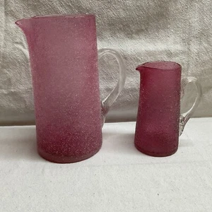 BOSTON & SANDWICH CRANBERRY WEISSE RUBINA ÜBERSCHUSSWASSERKRÜGE - Bild 1 von 6