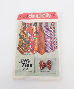 Vintage Men's Wide Tie Bow Tie Sewing Pattern Simplicity 9400 Used 1960s 1970s - Picture 1 of 3
