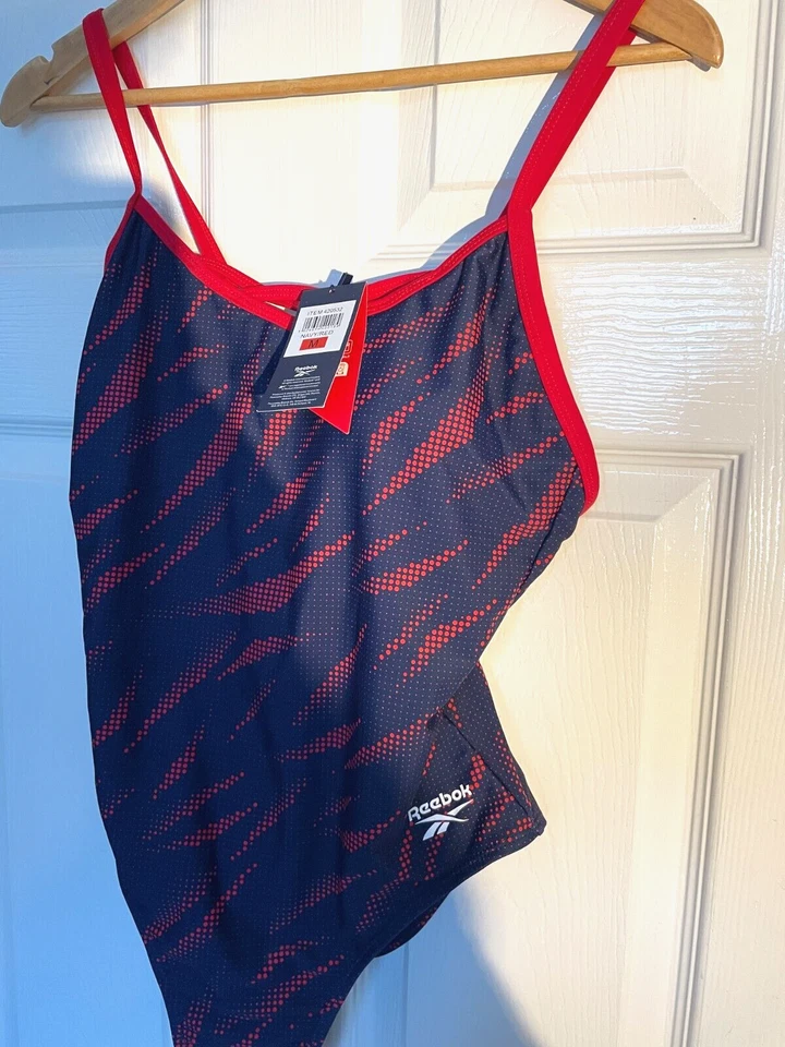 Nuevo con etiquetas Reebok Mujer Talla 12 Azul Con Rojo Traje De Baño Foto 1 de 4