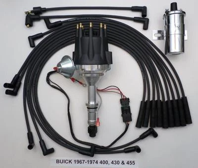 Tapa Pequeña BUICK BIG BLOCK 400 430 455 NEGRO HEI Distribuidor + Bobina Cromada + Cables Foto 1 de 4