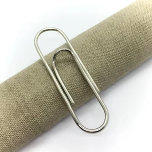 Paperclip Hand Made 14K White Gold Over Money Clip 2 3/4" Long By 3/4" Wide - Picture 1 of 8