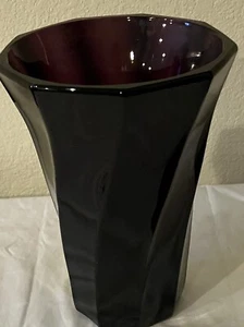Vintage Josef Hoffman Style Rare Black Art Deco Amethyst Glass vase 8” x 5 ½” - Picture 1 of 13