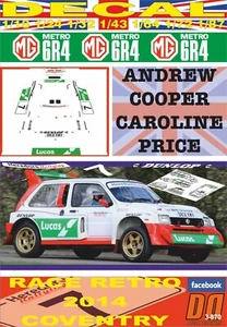 DECAL MG METRO ANDREW COOPER RACE RETRO COVENTRY 2014 (08) - Picture 1 of 1