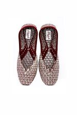 Red Color Leather Material Anarkali Zarri Work Design Shoe for Gift