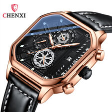 CHENXI Men Square Watch Luxury Brand Male Business Chronograp Leather Wristwatch