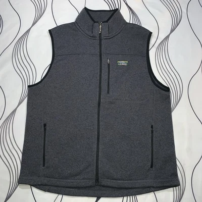 LL BEAN Full Zip Sweater Vest Men’s Large Slightly Fitted Full Zip Gray - Image 1 of 4