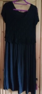 wunderschönes schwarzes Kleid, Viskose, Häkeleinsatz, Gr. M, Neu - Bild 1 von 7