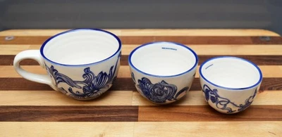 Anthropologie Ruan Hoffmann Jardin Des Plantes 3 Cups  Cup Hand Panted Rustic - Image 1 of 4