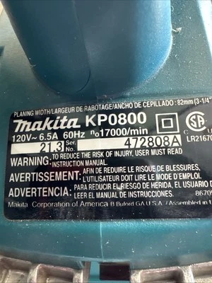 Cepilladora Makita KP0800K de 3-1/4 pulgadas con estuche de herramientas Foto 1 de 3