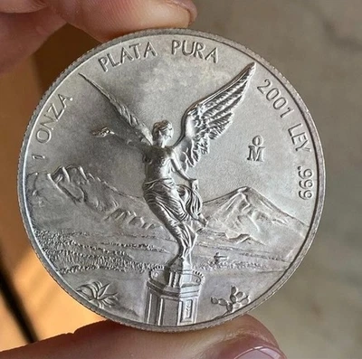 MESSICO 1 ONCIA OZ 2001 ARGENTO SILVER PURO 999 UNC GEM BU - Immagine 1 di 4