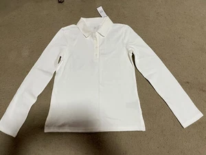 New Gap White Long Sleeve Polo Shirt Size XL(12) NWT School Uniform Shirt - Picture 1 of 3