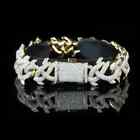 11Ct Round Cut Simulated Diamond Cuban Barbed Link Bracelet 14k Yellow Gold Over