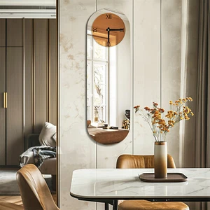 Mirror Brown Tinted Glass Wall Clock Battery Operated Modern Decorative Clock - Picture 1 of 13