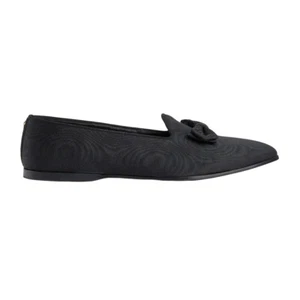 Auténticos mocasines Gucci para hombre negros de seda de grano grueso con lazo en punta 739937 nuevos $890 - Imagen 1 de 3