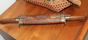 Hermoso juego de talla de cuchillos vintage cuchillo y tenedor funda de madera tallada a mano - Imagen 1 de 3
