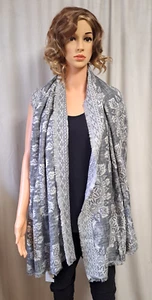 J. Jill Woven Charcoal Gray Pashmina Oversized Woven Scarf Wrap NWT - Picture 1 of 6
