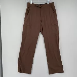 prAna Breathe Belted Hiking Convertible Cargo Pant Mens Medium 32 Inseam Brown - Picture 1 of 13